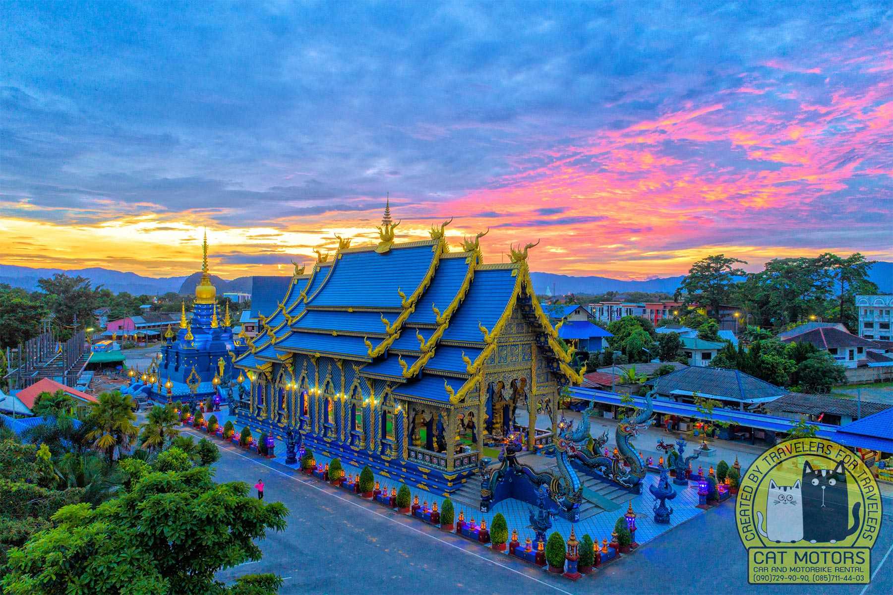 Wat Rong Suea Ten Blue Temple In Chiang Rai